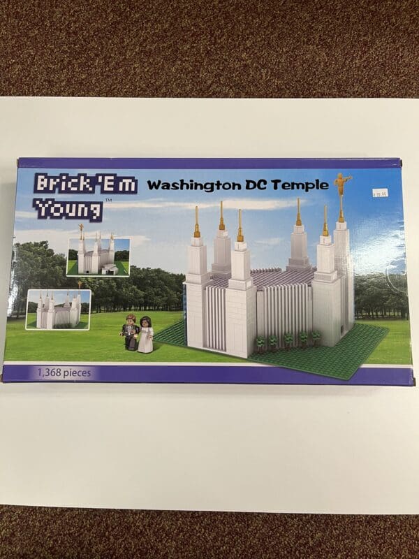 A picture of the washington dc temple in brick.