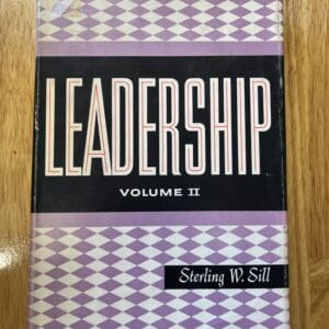 A book cover with the word leadership written in black and white.