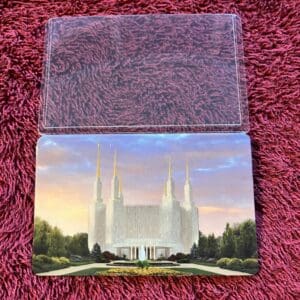 A picture of the washington d. C. Temple on a card holder