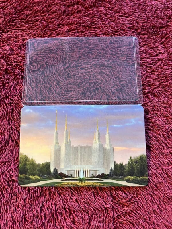 A picture of the washington d. C. Temple on a card holder