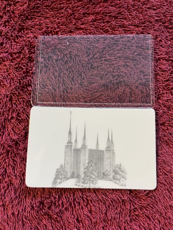 A picture of the back side of a card with a drawing on it.