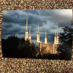 Here's an alt tag for the image: Temple under stormy sky.