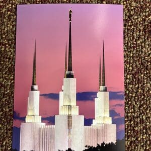 A picture of the temple taken at sunset.