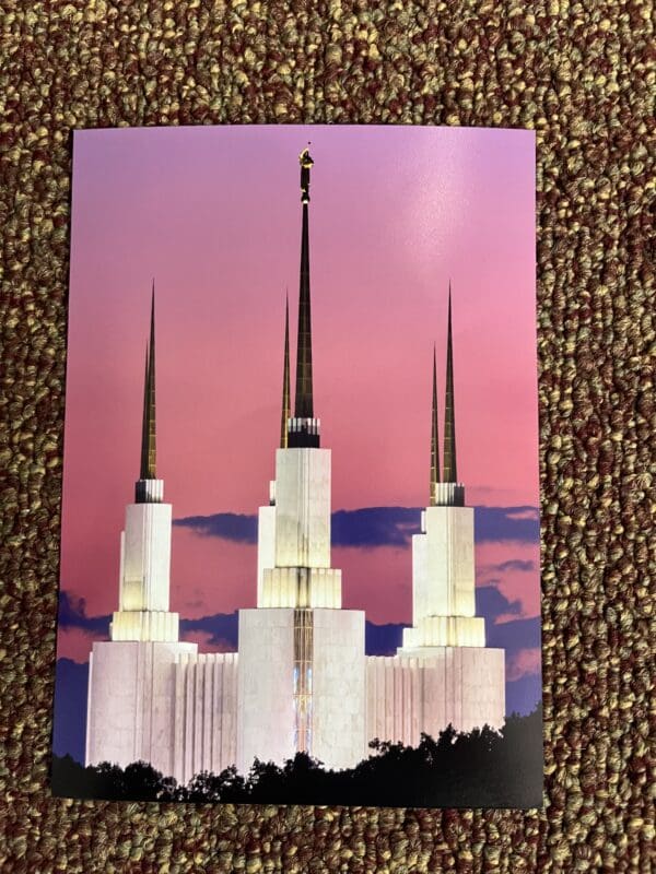 A picture of the temple taken at sunset.